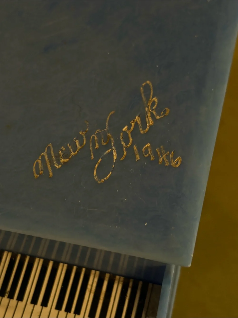 Blue Novelty Grand Piano Trinket Box - new york 1946!!!!
